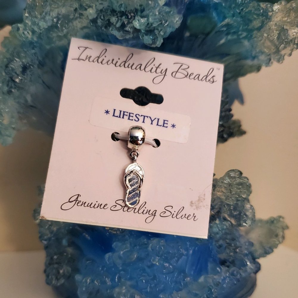 Individuality Beads Silver Flip-Flop Dangle Charm